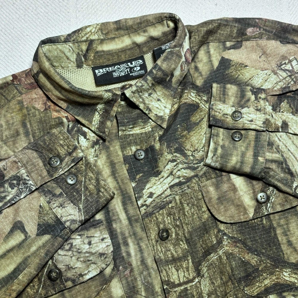 Mossy Oak Button Shirt Mens Medium Break-Up Infinity Camo Ripstop Vented Hunting
